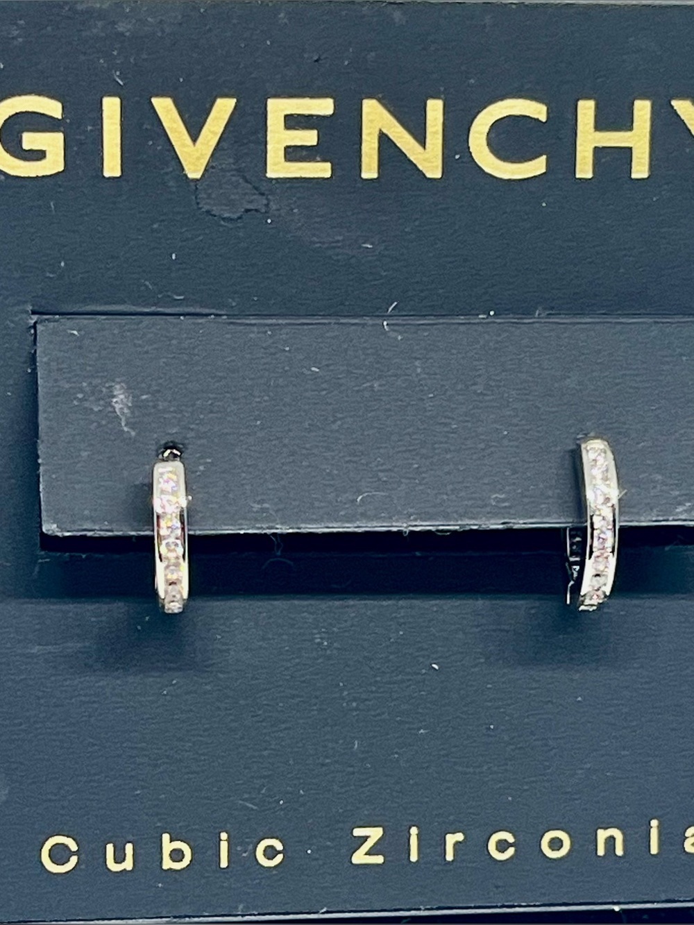 Givenchy Silver Crystal Huggie Earrings